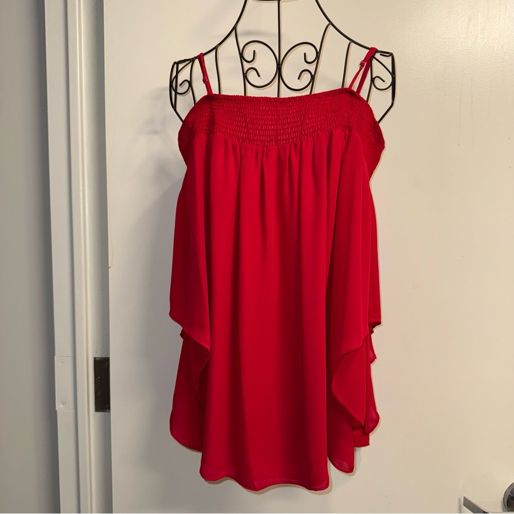 Parker Red Cold Shoulder Blouse